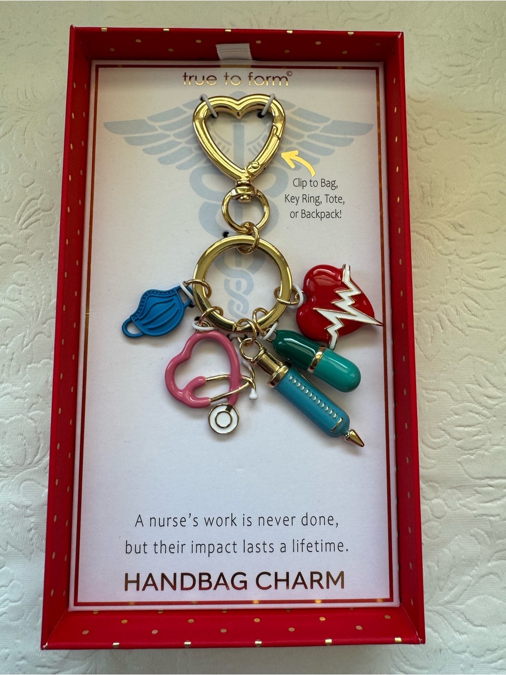 True to Form Gold Heart Doctor Nurse Medical bag clip